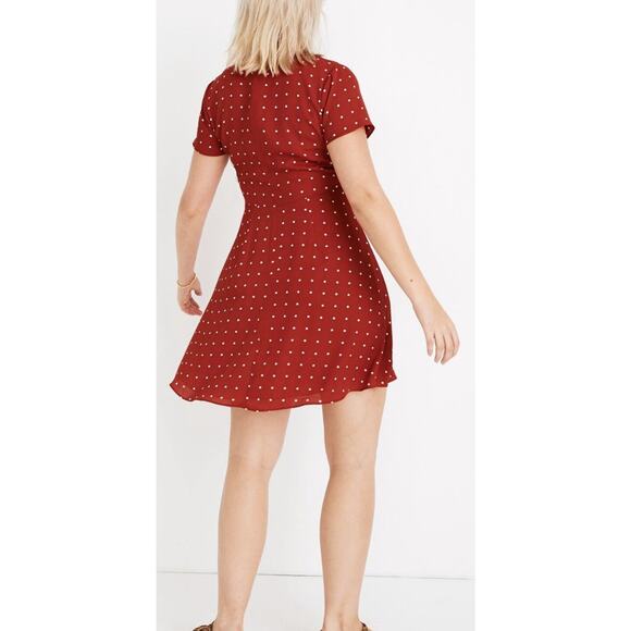 Madewell Red White Polka Dot Button Front Swing Dress Sz 12 - Picture 10 of 10